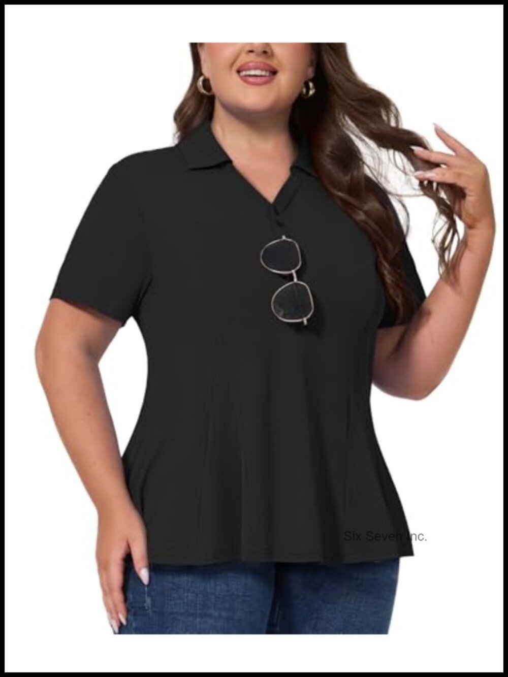 Plus Size Golf Polo Shirt UPF 50+ Sunglasses Holder Wicking